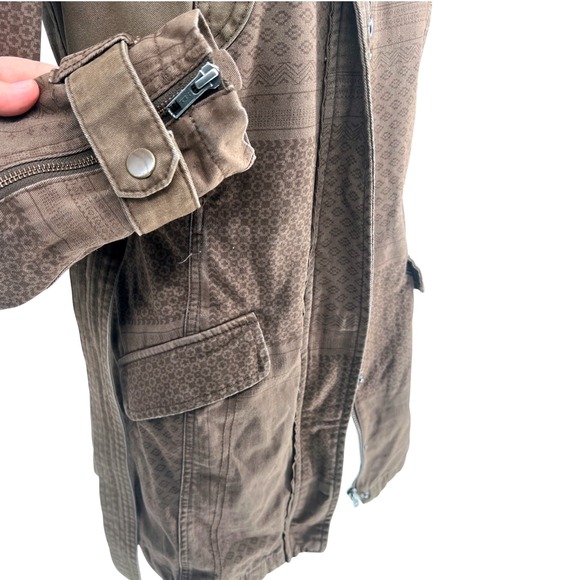 Hei Hei Brunswick Anorak Jacket Anthropologie Brown Patterned Fur Hood XS EUC - Picture 3 of 8